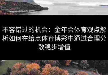 不容错过的机会：金年会体育观点解析如何在给点体育博彩中通过合理分散稳步增值