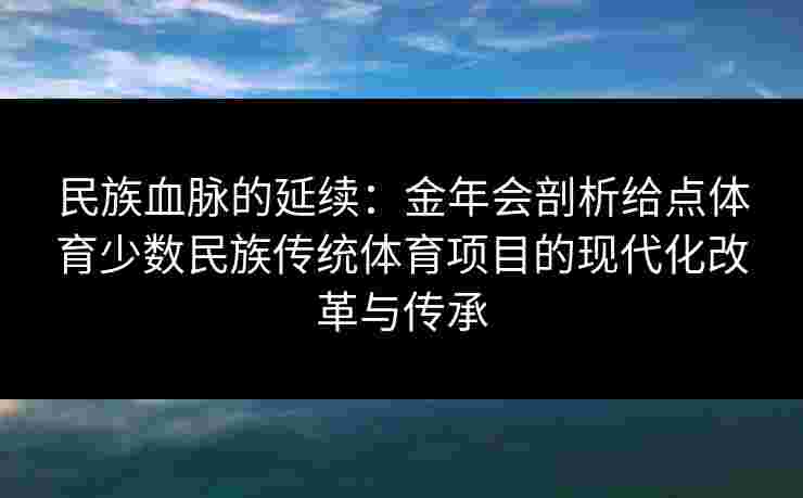 民族血脉的延续：金年会剖析给点体育少数民族传统体育项目的现代化改革与传承
