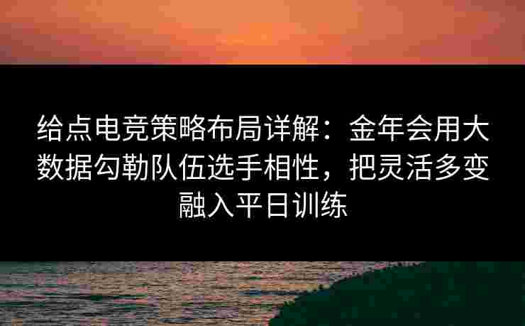 给点电竞策略布局详解：金年会用大数据勾勒队伍选手相性，把灵活多变融入平日训练